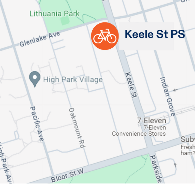 Map of High Park Learn to Bike Location