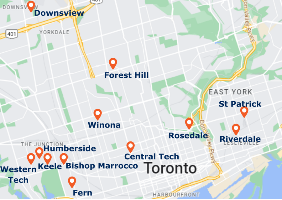 Swim Lessons Toronto Locations Map