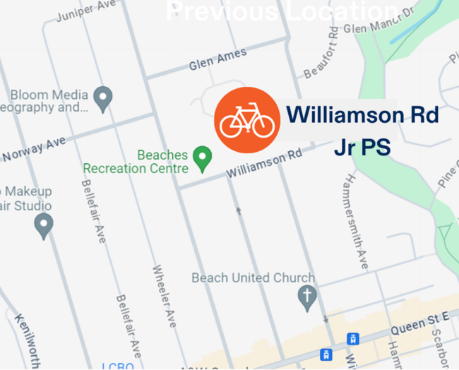 Map of Beaches Area Learn to Bike Location